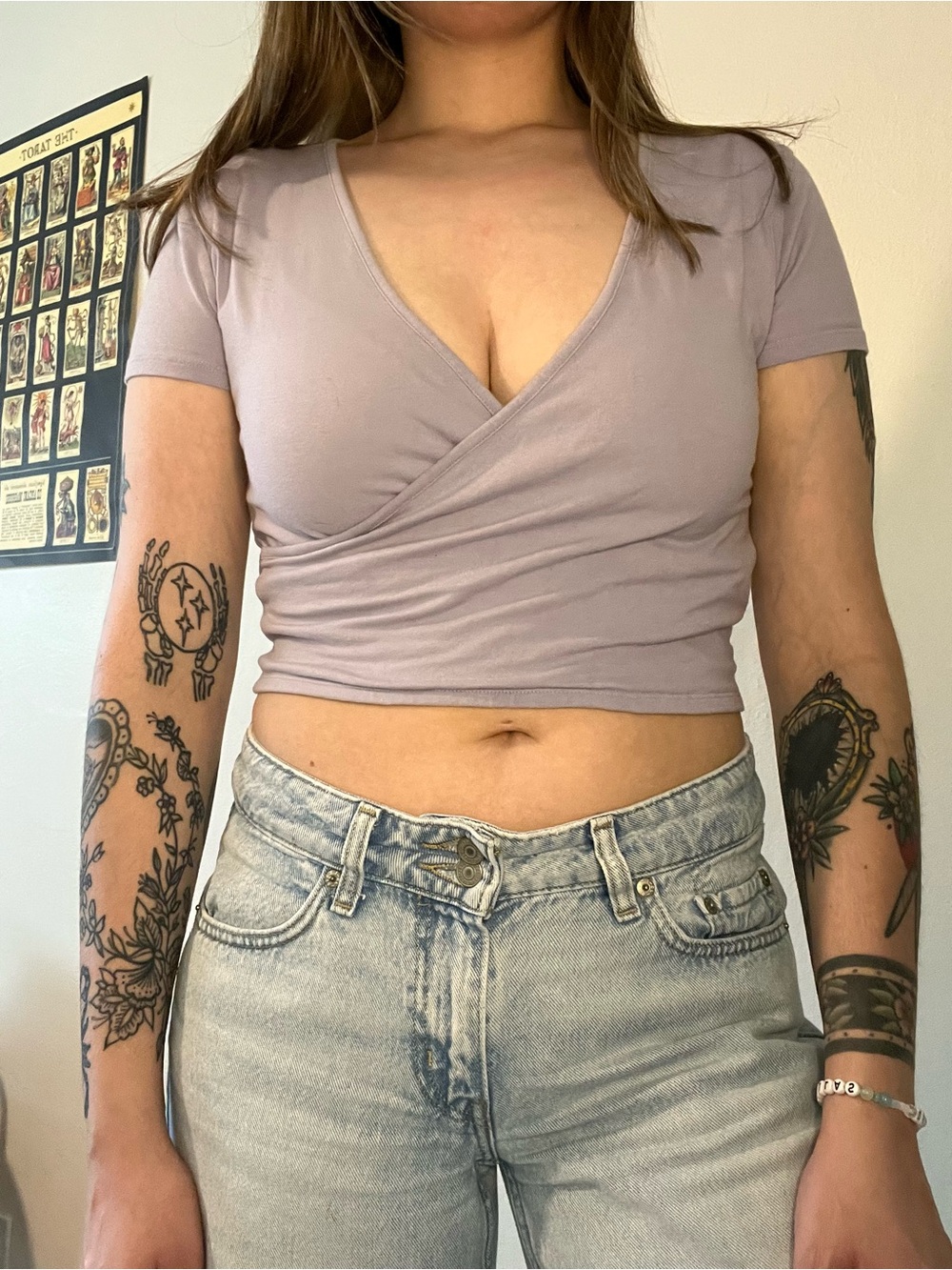 PacSun Lavender Wrap Crop Top